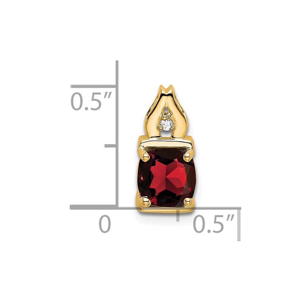 14k Yellow Gold Garnet And Diamond Pendant - Picture 3 of 4